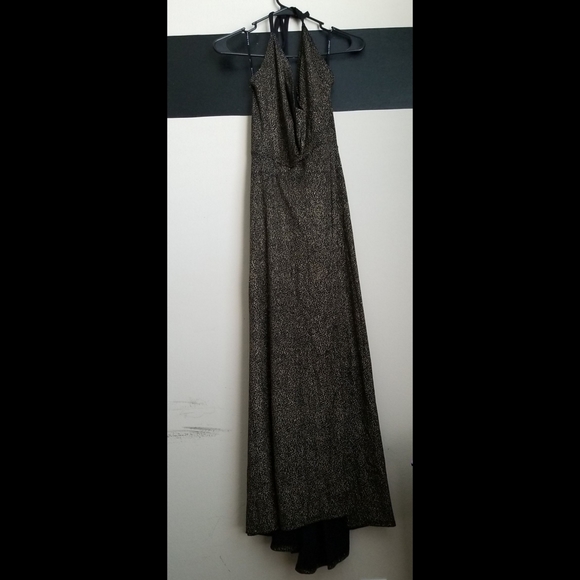 Glitter Halter Plunging Evening Gown - Picture 7 of 16